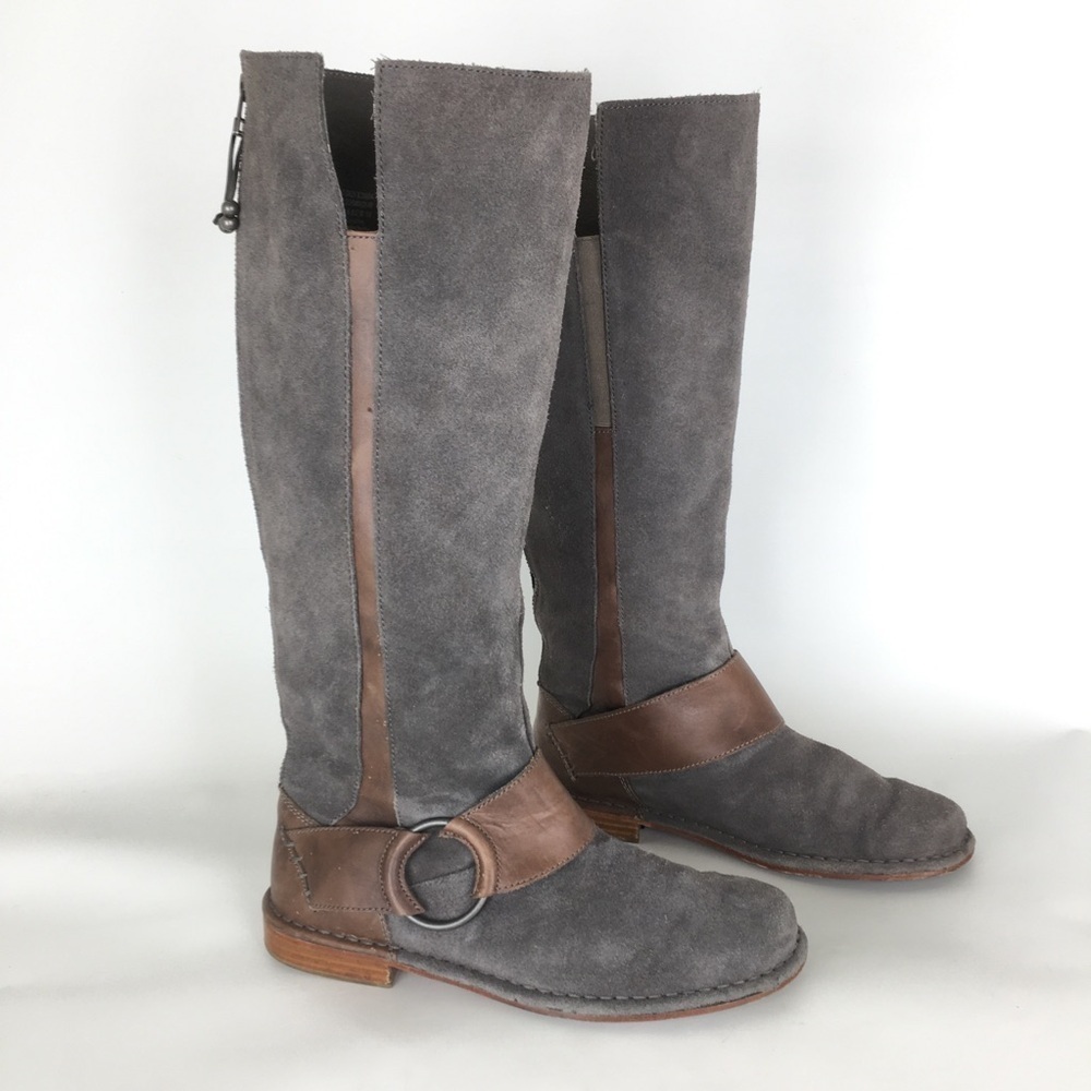 OluKai “Holo Lio” Suede Leather Riding Boots Back Zip Women’s Sz 8 Charcoal Gray